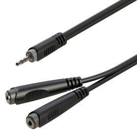   GL-JSm2JSF02 - Y-adapter kábel: 3.5mm Jack papa SZTEREO - 2x6.3mm Jack mama SZTEREO / 0.2m