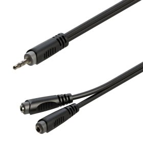   GL-JSm2JSFm02 - Y-adapter kábel: 3.5mm Jack papa SZTEREO - 2x3.5mm Jack mama SZTEREO / 0.2m