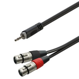   GL-JSm2XF1 - Szimmetrikus Y-adapter kábel: 3.5mm Jack papa SZTEREO - 2xXLR 3pólusú mama / 1.5m