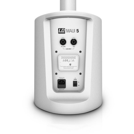 LD Systems MAUI 5 W aktív PA torony rendszer, beépített keverő és Bluetooth, fehér