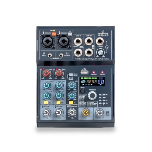 Soundsation MIOMIX 4LS – 4 csatornás keverő 88 digitális effekttel, Bluetooth és USB hangkártyával