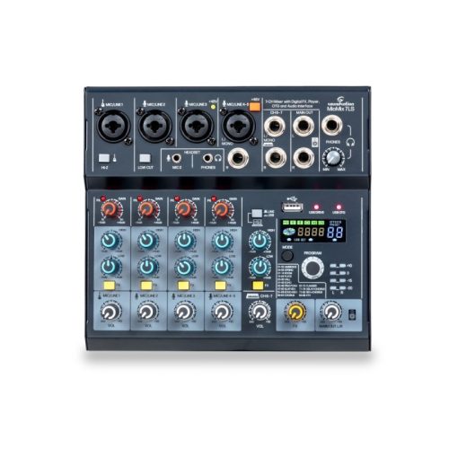 Soundsation MIOMIX 7LS – 7 csatornás keverő 88 digitális effekttel, Bluetooth és USB hangkártyával