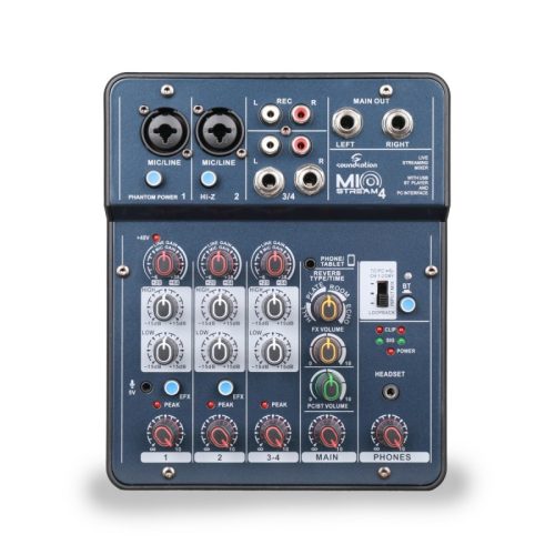 Soundsation MIOSTREAM4 – 4 csatornás keverő USB hangkártyával, Bluetooth és OTG funkcióval